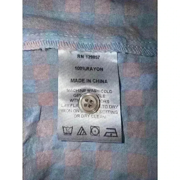 The Shirt Rochelle Behrens Baby Blue & Pink Checkered Collared Dress NWT Size XS - Picture 8 of 8